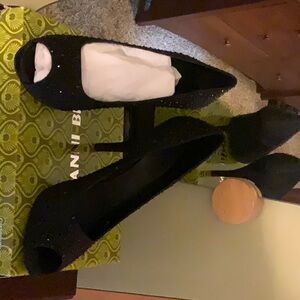 Gianni Bini Black Rhinestone Peep Toe Heels size 9